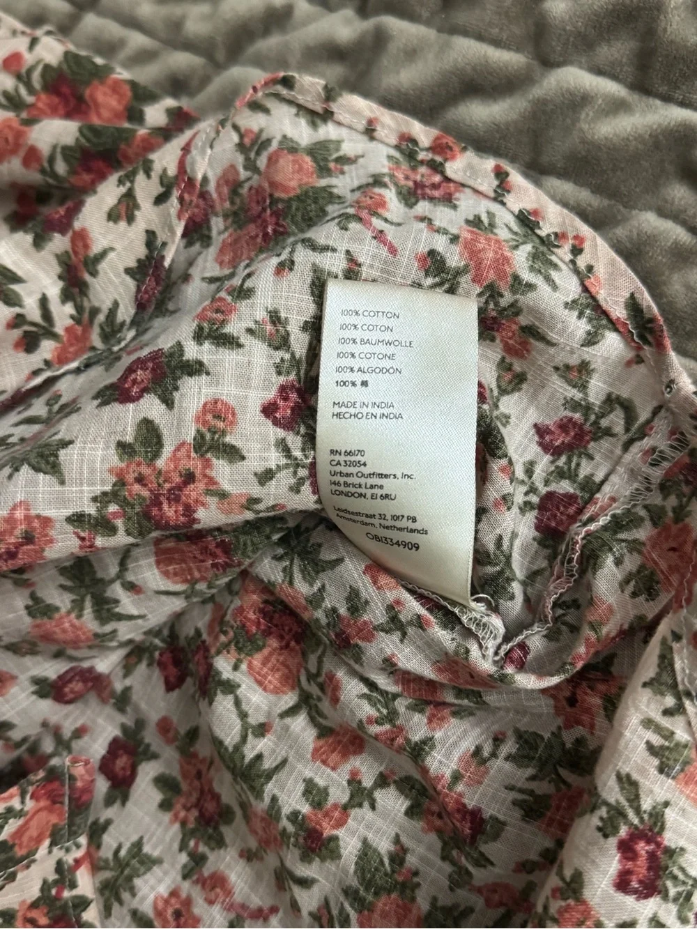 Free People Blouse Floral Tie-Neck Puff Sleeve